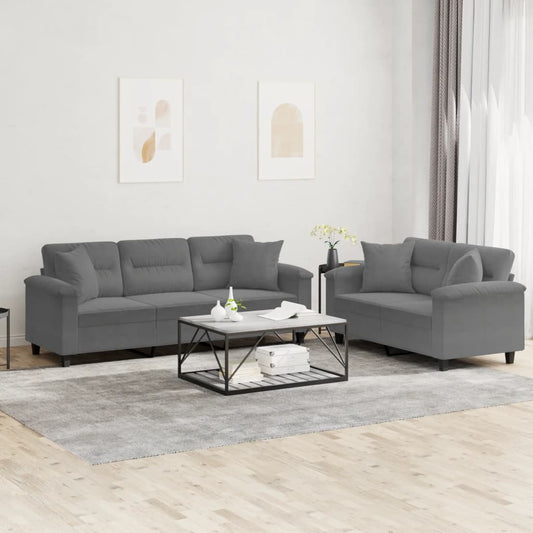 2-delige Loungeset met kussens microvezelstof donkergrijs is nu te koop bij PeponiXL, paradijselijk wonen!