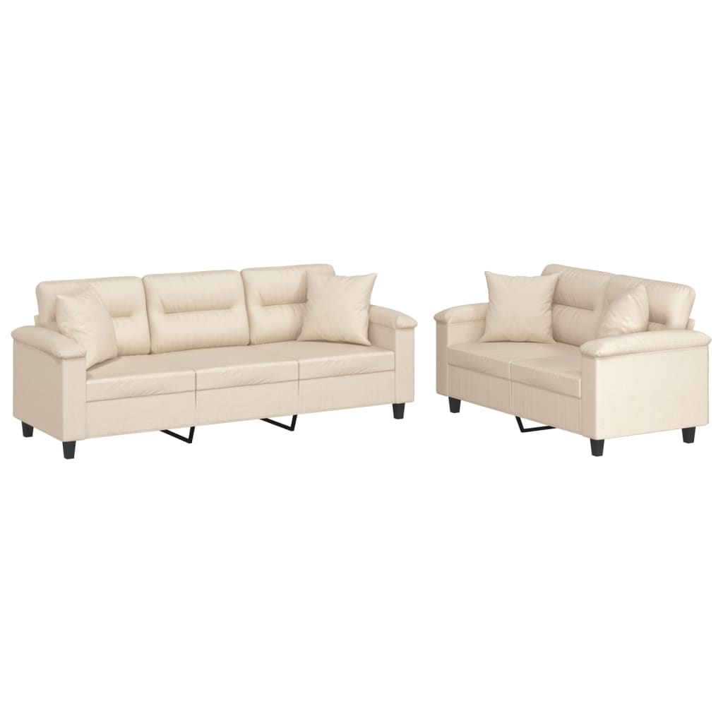 2-delige Loungeset met kussens microvezelstof beige is nu te koop bij PeponiXL, paradijselijk wonen!