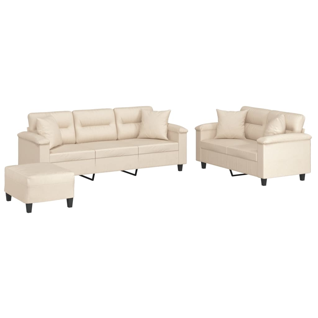 3-delige Loungeset met kussens microvezelstof beige is nu te koop bij PeponiXL, paradijselijk wonen!