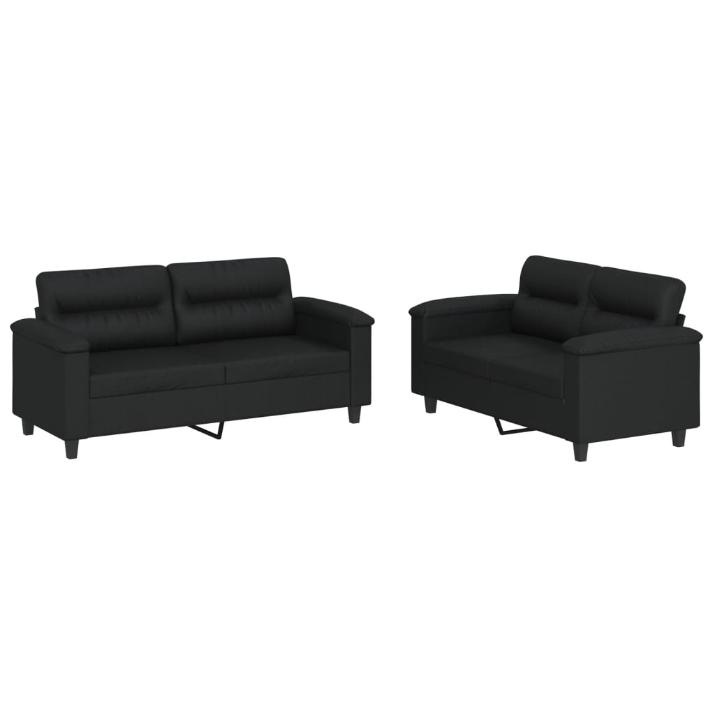 2-delige Loungeset met kussens kunstleer zwart is nu te koop bij PeponiXL, paradijselijk wonen!