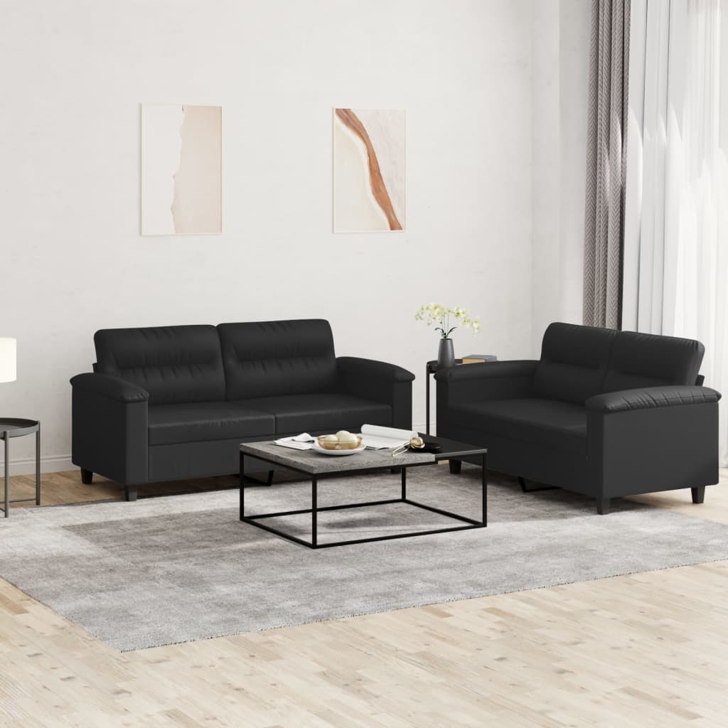 2-delige Loungeset met kussens kunstleer zwart is nu te koop bij PeponiXL, paradijselijk wonen!