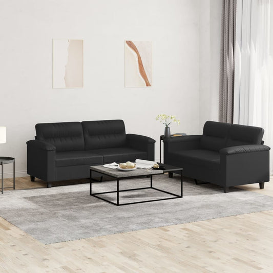 2-delige Loungeset met kussens kunstleer zwart is nu te koop bij PeponiXL, paradijselijk wonen!