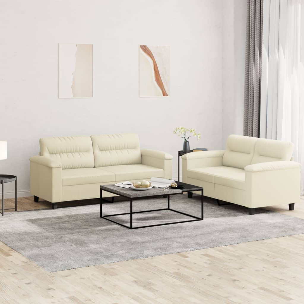 2-delige Loungeset met kussens kunstleer crème is nu te koop bij PeponiXL, paradijselijk wonen!