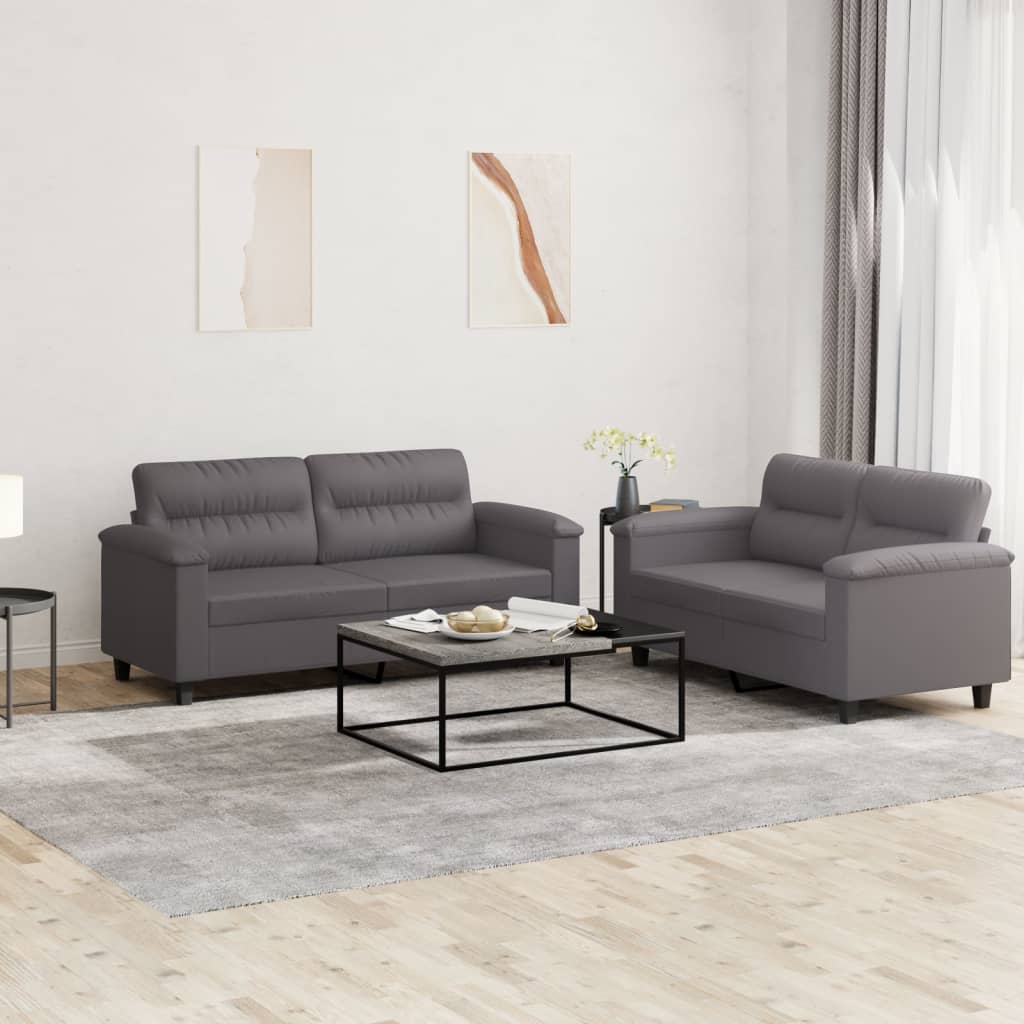 2-delige Loungeset met kussens kunstleer grijs is nu te koop bij PeponiXL, paradijselijk wonen!