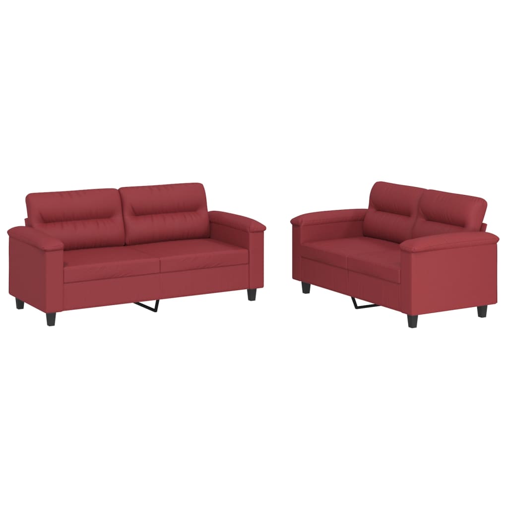 2-delige Loungeset met kussens kunstleer wijnrood is nu te koop bij PeponiXL, paradijselijk wonen!