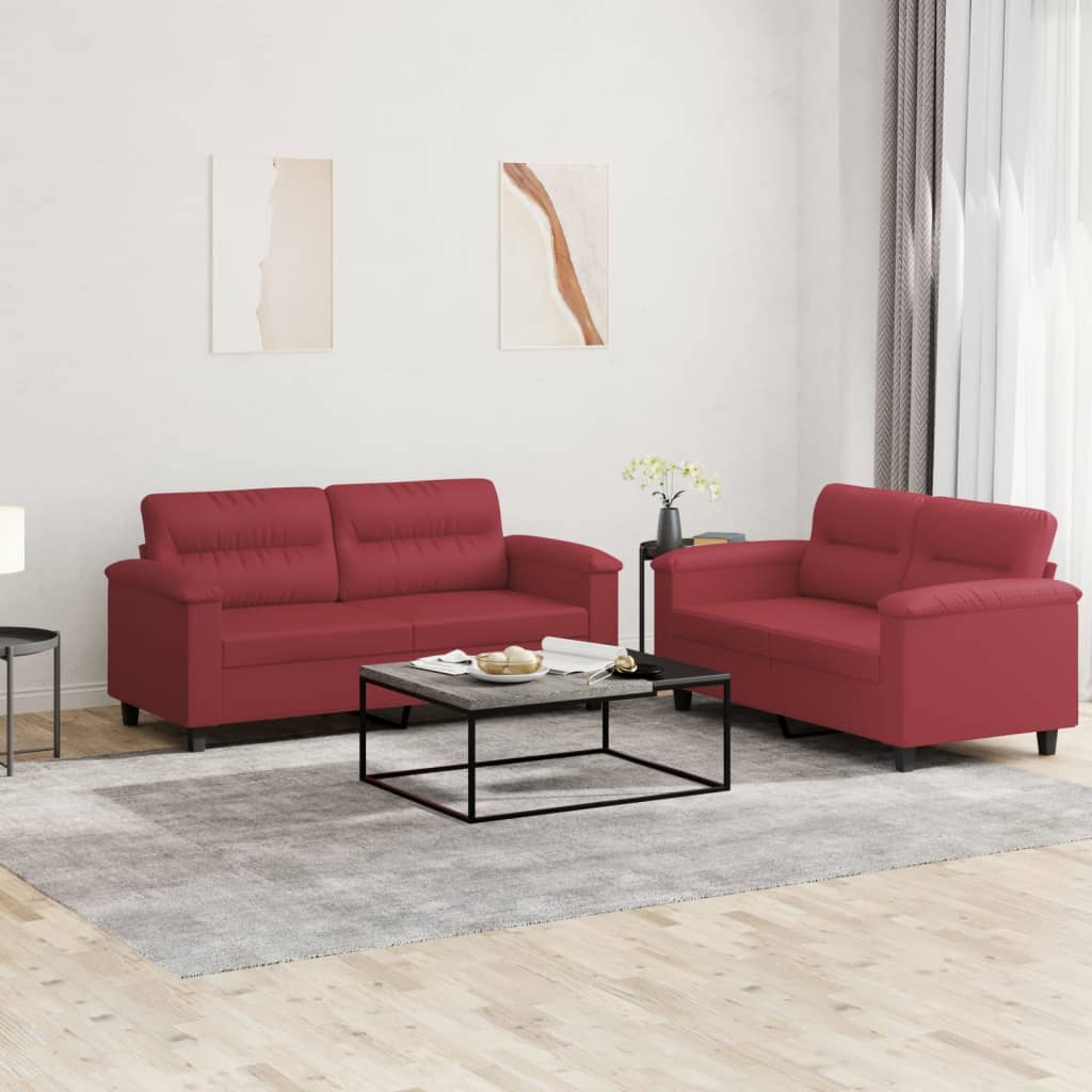 2-delige Loungeset met kussens kunstleer wijnrood is nu te koop bij PeponiXL, paradijselijk wonen!