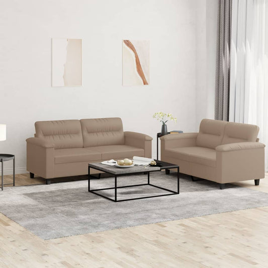 2-delige Loungeset met kussens kunstleer cappuccino is nu te koop bij PeponiXL, paradijselijk wonen!