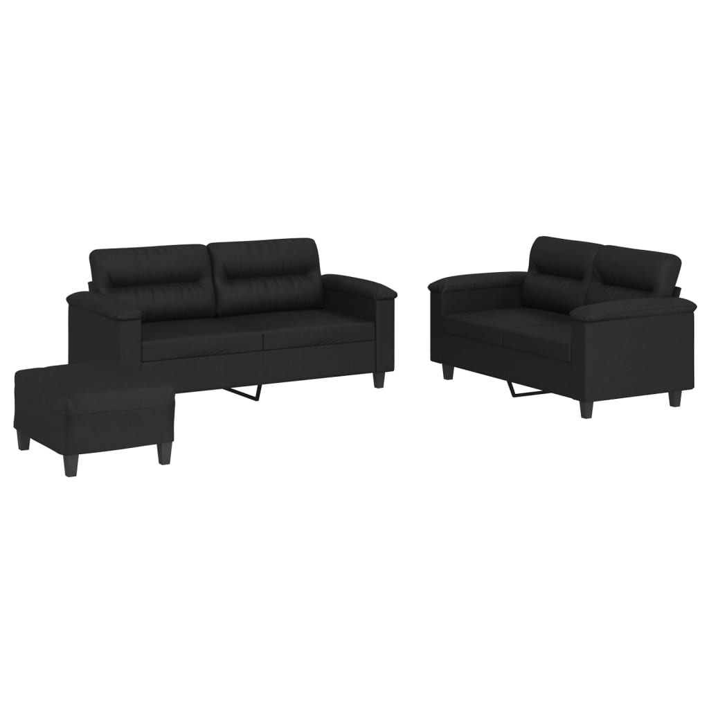 3-delige Loungeset met kussens kunstleer zwart is nu te koop bij PeponiXL, paradijselijk wonen!