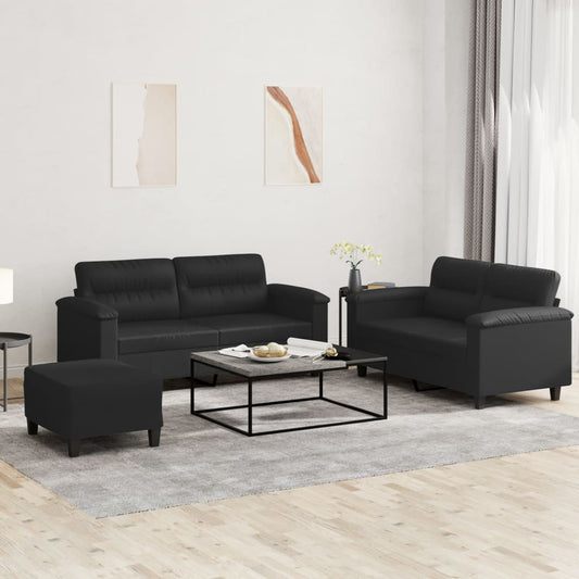 3-delige Loungeset met kussens kunstleer zwart is nu te koop bij PeponiXL, paradijselijk wonen!