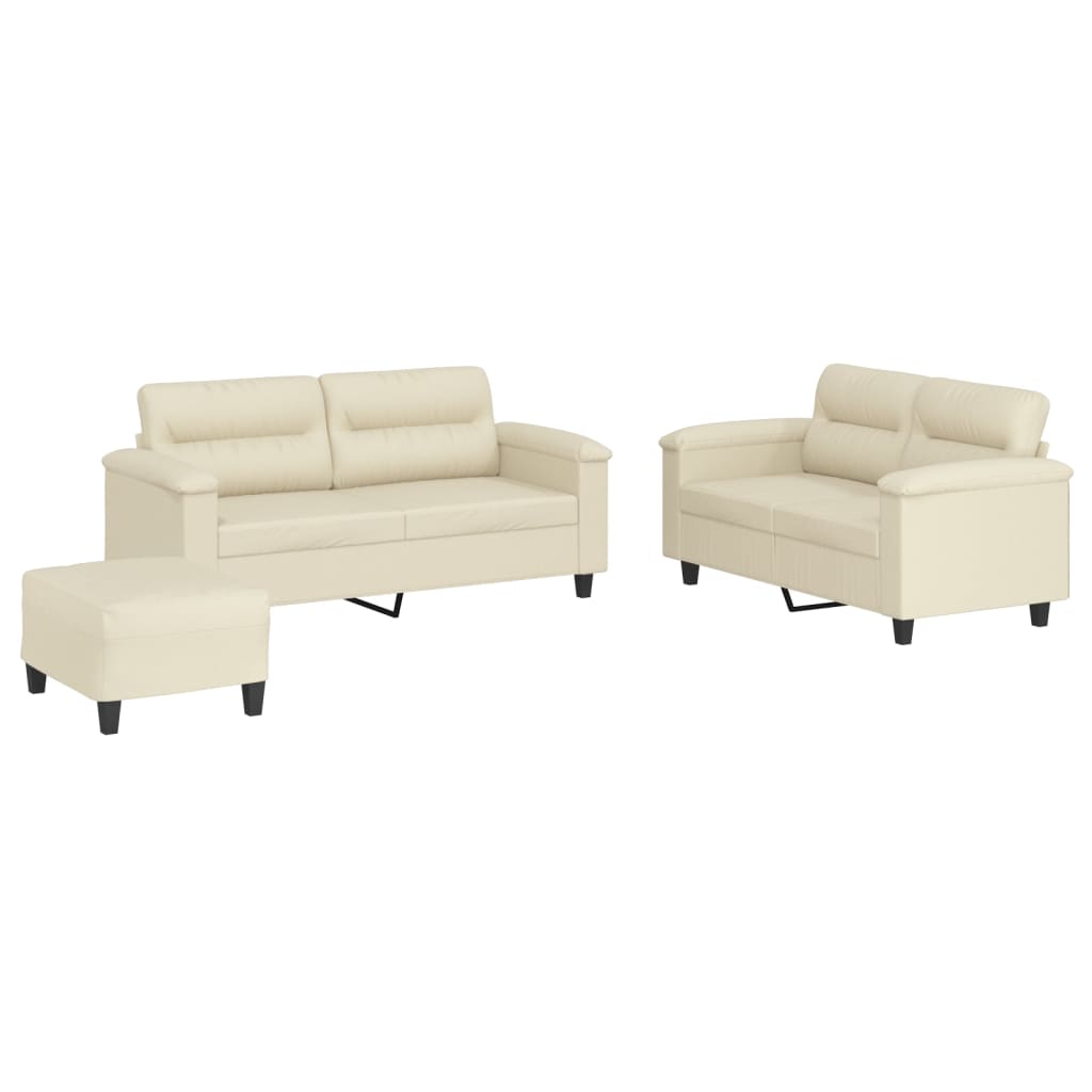 3-delige Loungeset met kussens kunstleer crème is nu te koop bij PeponiXL, paradijselijk wonen!