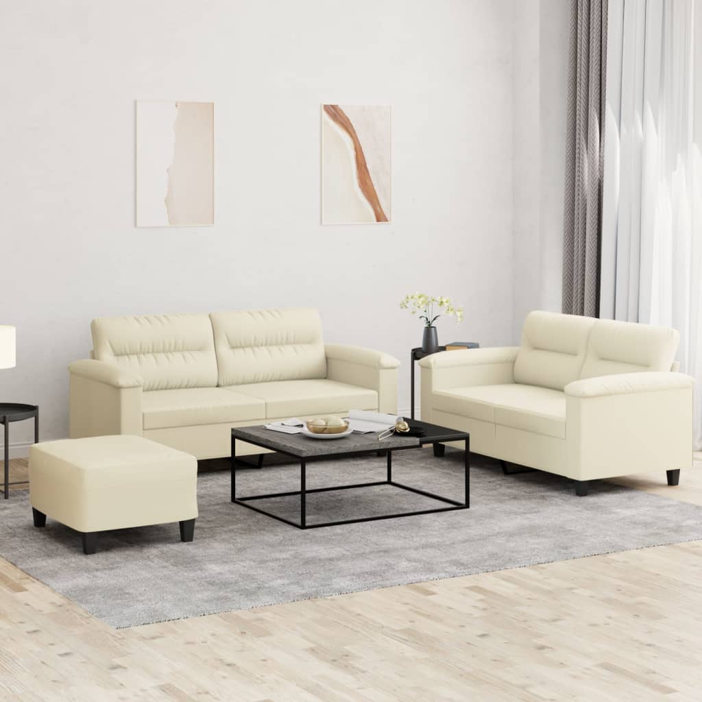 3-delige Loungeset met kussens kunstleer crème is nu te koop bij PeponiXL, paradijselijk wonen!