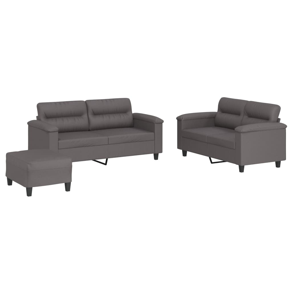 3-delige Loungeset met kussens kunstleer grijs is nu te koop bij PeponiXL, paradijselijk wonen!