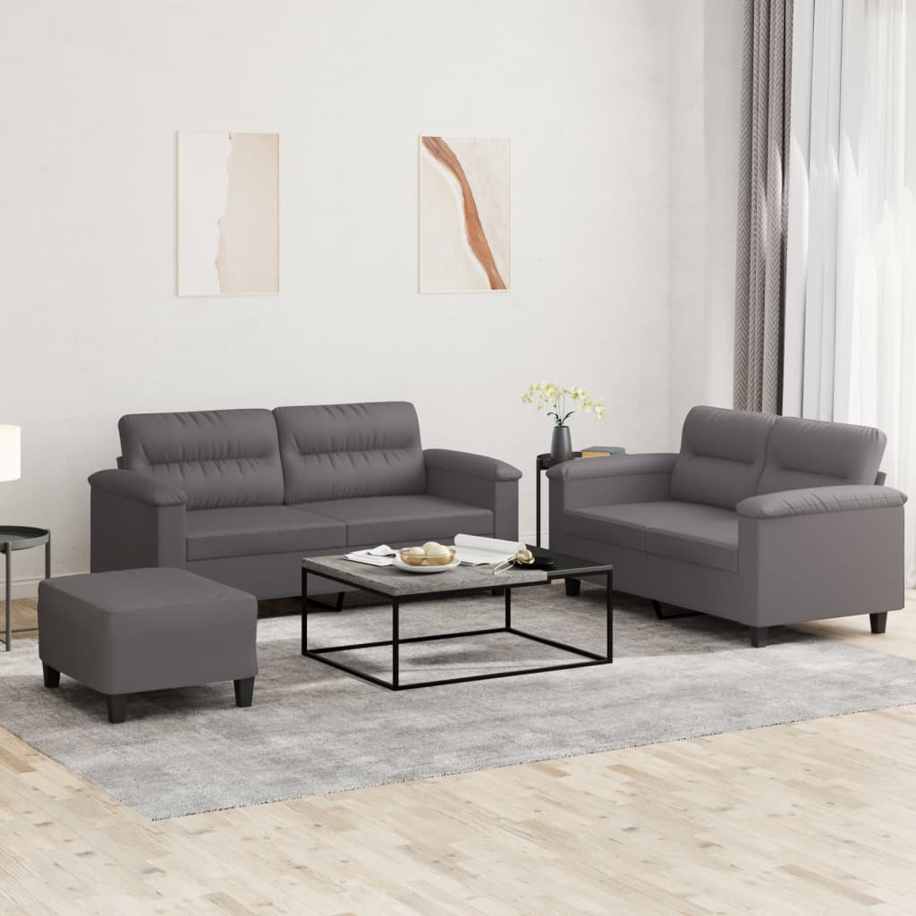 3-delige Loungeset met kussens kunstleer grijs is nu te koop bij PeponiXL, paradijselijk wonen!