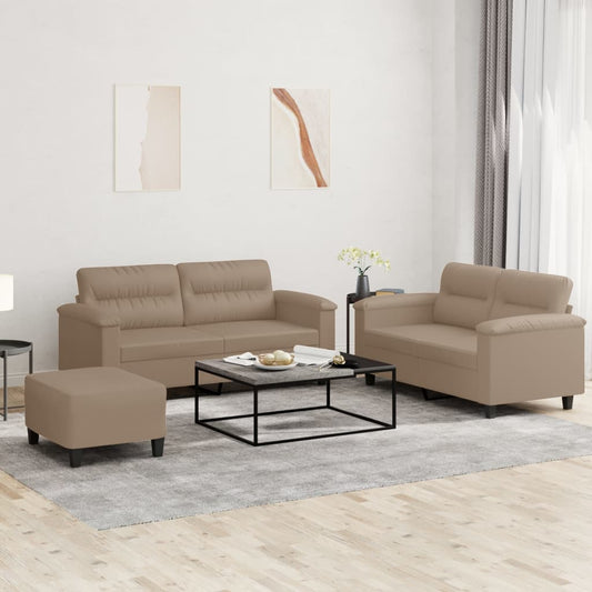 3-delige Loungeset met kussens kunstleer cappuccino is nu te koop bij PeponiXL, paradijselijk wonen!