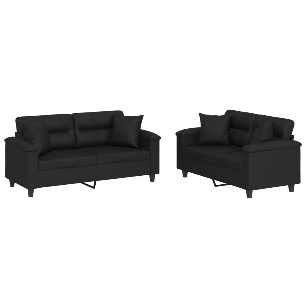 2-delige Loungeset met kussens kunstleer zwart is nu te koop bij PeponiXL, paradijselijk wonen!
