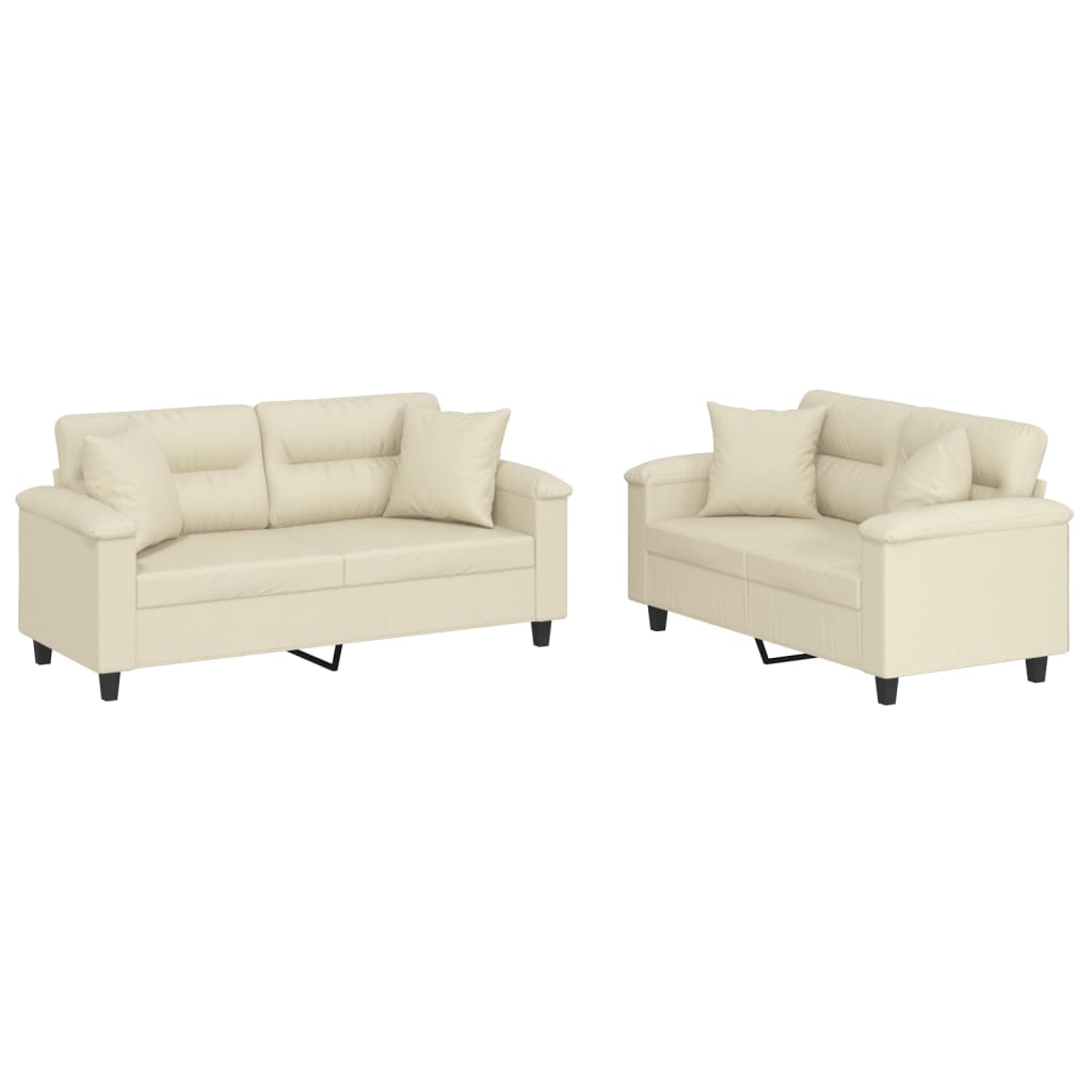 2-delige Loungeset met kussens kunstleer crèmekleurig is nu te koop bij PeponiXL, paradijselijk wonen!