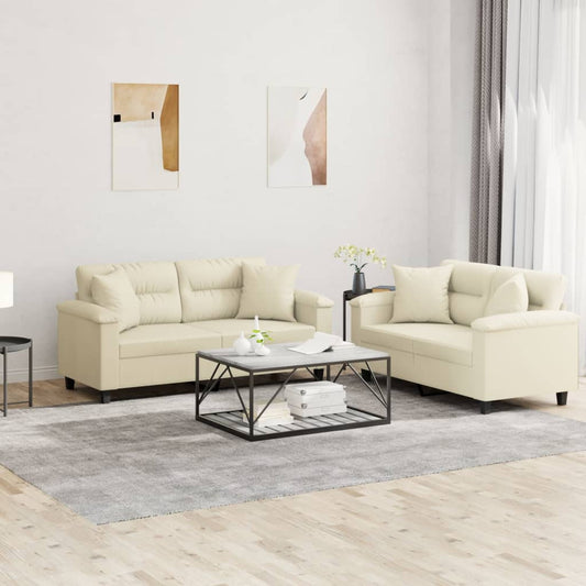 2-delige Loungeset met kussens kunstleer crèmekleurig is nu te koop bij PeponiXL, paradijselijk wonen!