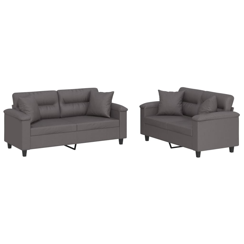 2-delige Loungeset met kussens kunstleer grijs is nu te koop bij PeponiXL, paradijselijk wonen!