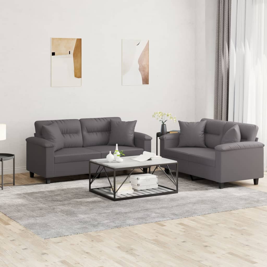 2-delige Loungeset met kussens kunstleer grijs is nu te koop bij PeponiXL, paradijselijk wonen!