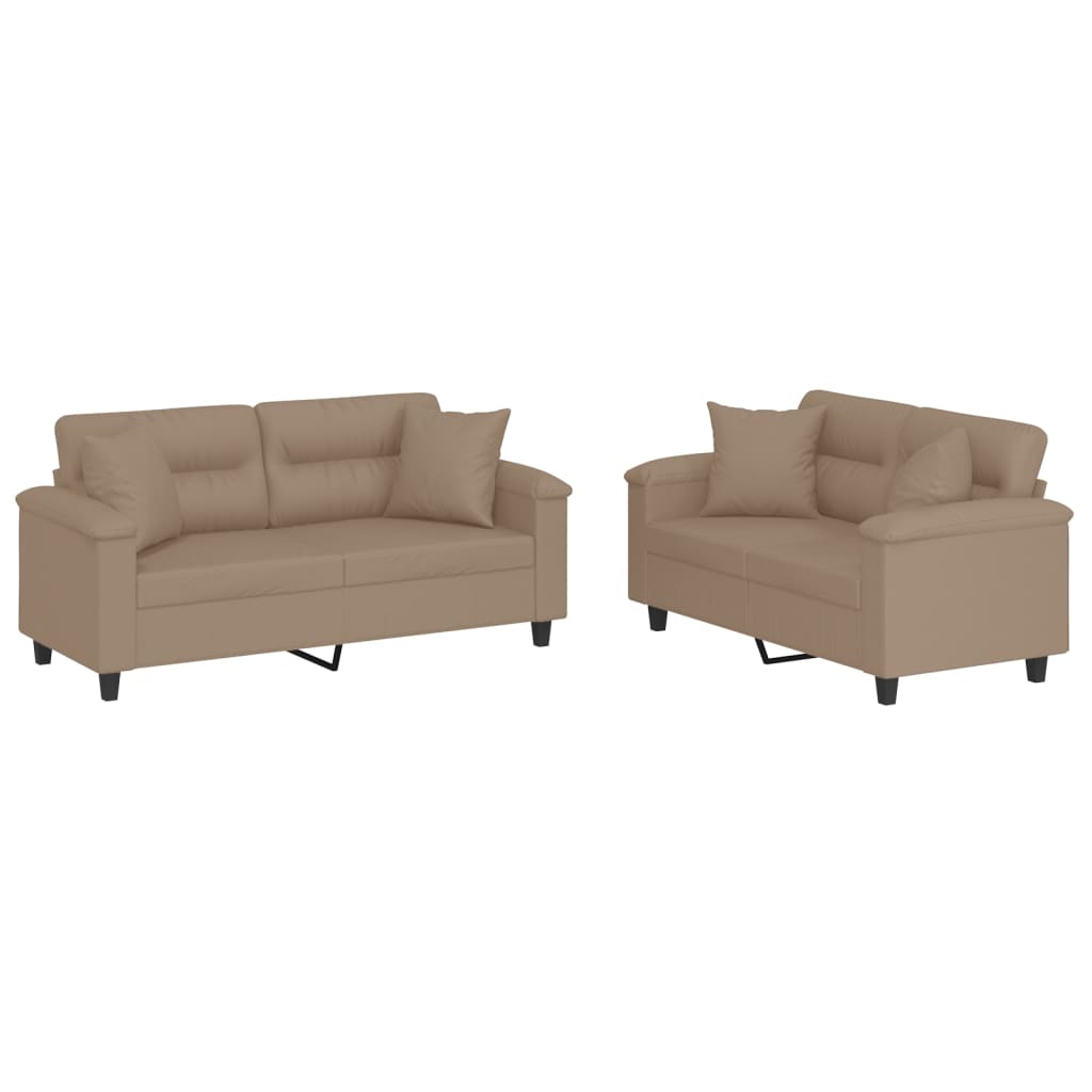 2-delige Loungeset met kussens kunstleer cappuccinokleurig is nu te koop bij PeponiXL, paradijselijk wonen!