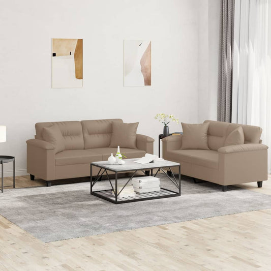 2-delige Loungeset met kussens kunstleer cappuccinokleurig is nu te koop bij PeponiXL, paradijselijk wonen!