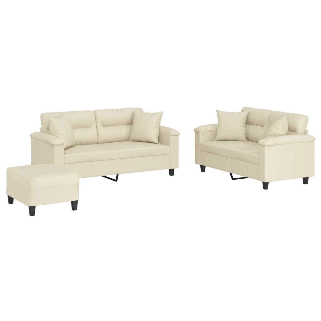 3-delige Loungeset met kussens kunstleer crèmekleurig is nu te koop bij PeponiXL, paradijselijk wonen!