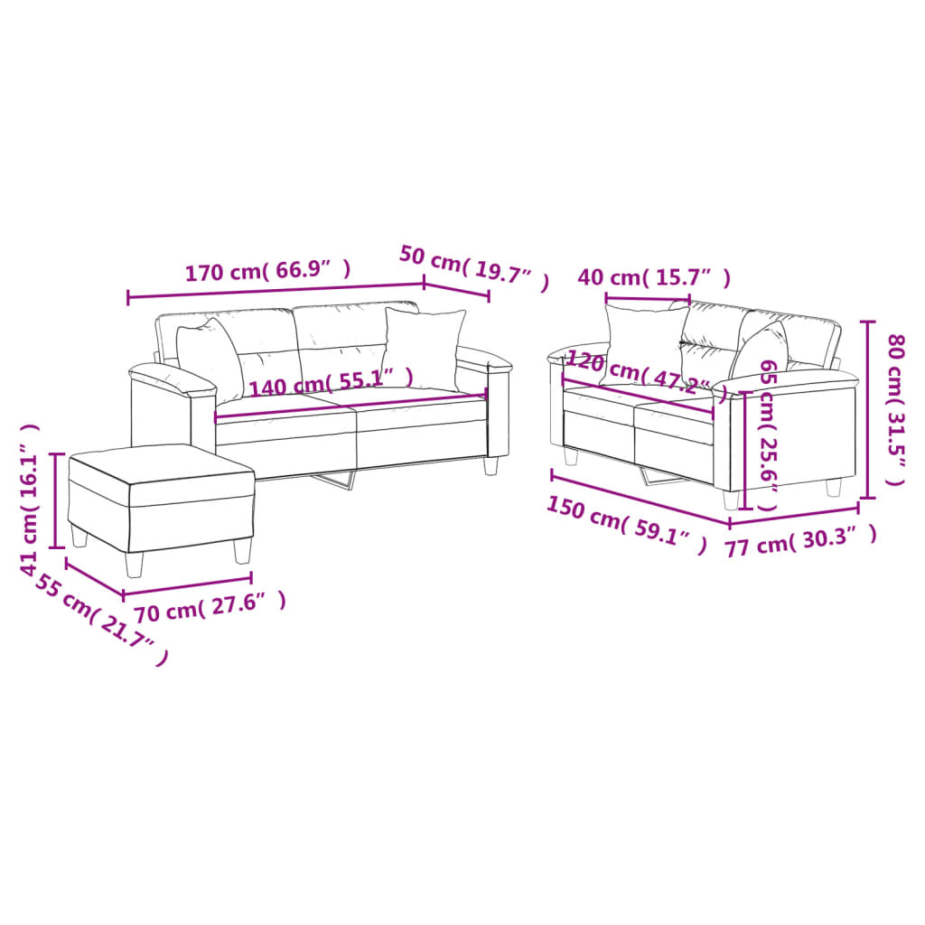 3-delige Loungeset met kussens kunstleer crèmekleurig is nu te koop bij PeponiXL, paradijselijk wonen!