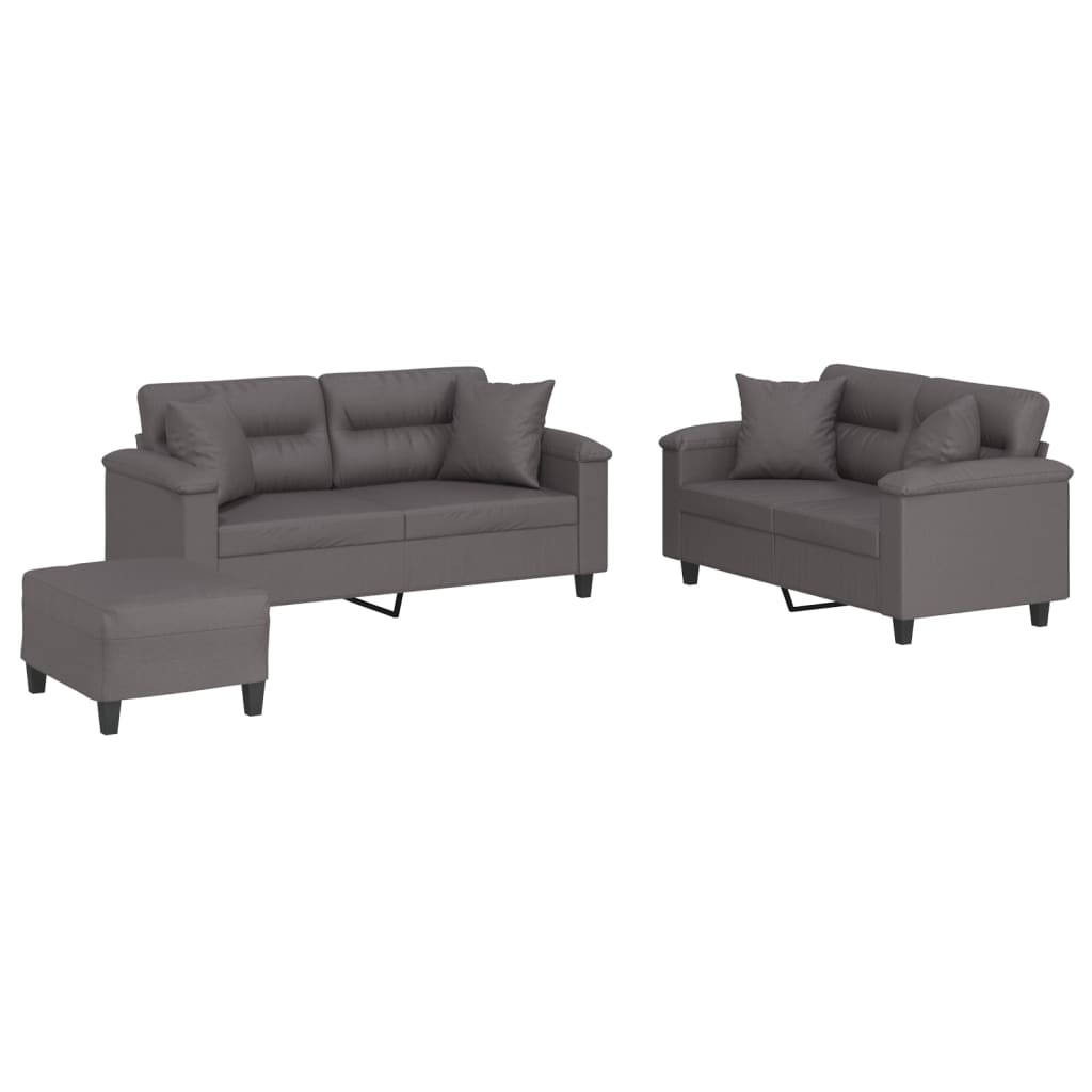 3-delige Loungeset met kussens kunstleer grijs is nu te koop bij PeponiXL, paradijselijk wonen!