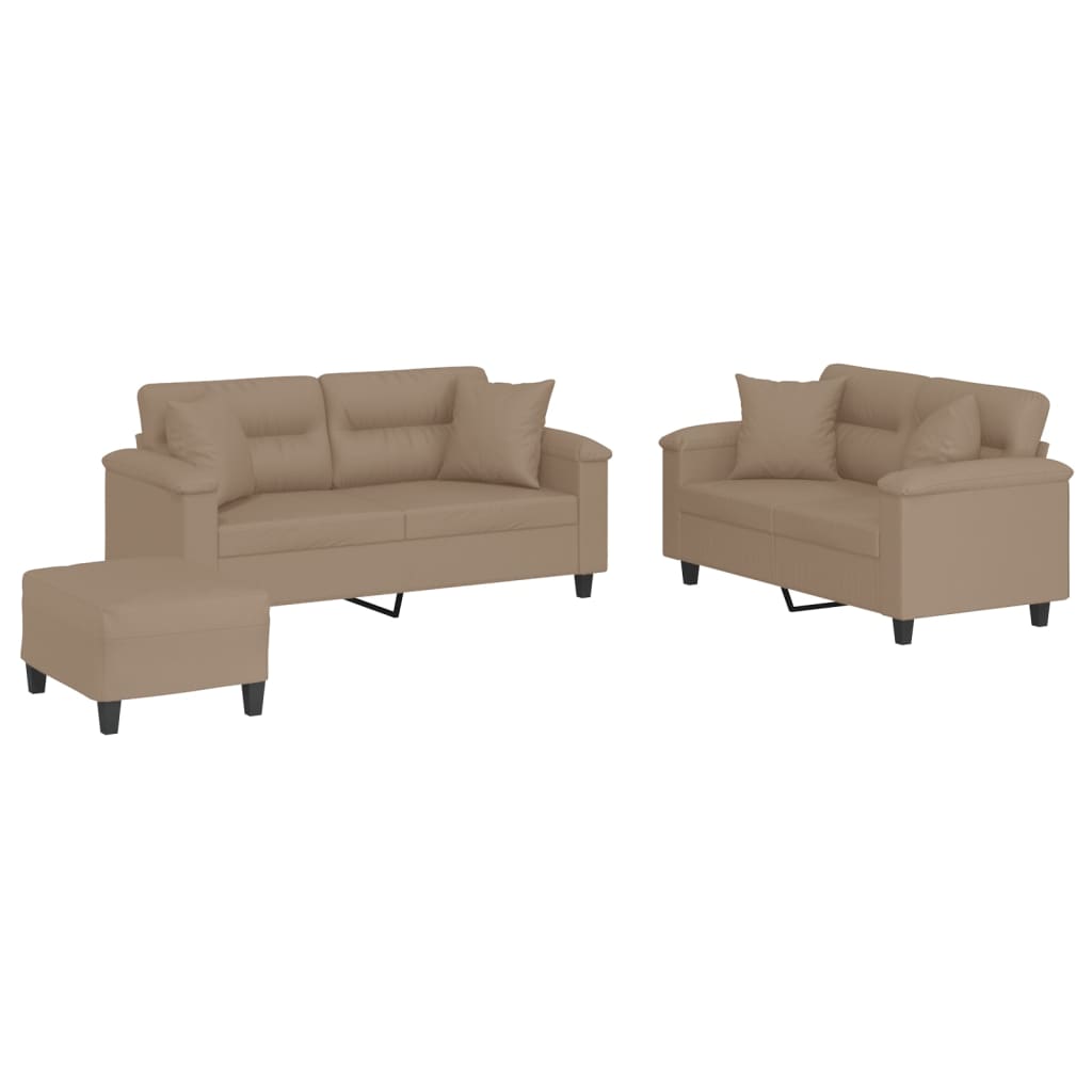 3-delige Loungeset met kussens kunstleer cappuccinokleurig is nu te koop bij PeponiXL, paradijselijk wonen!