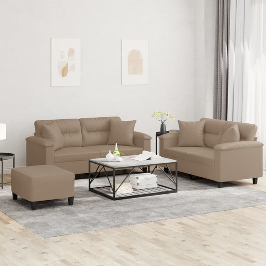 3-delige Loungeset met kussens kunstleer cappuccinokleurig is nu te koop bij PeponiXL, paradijselijk wonen!