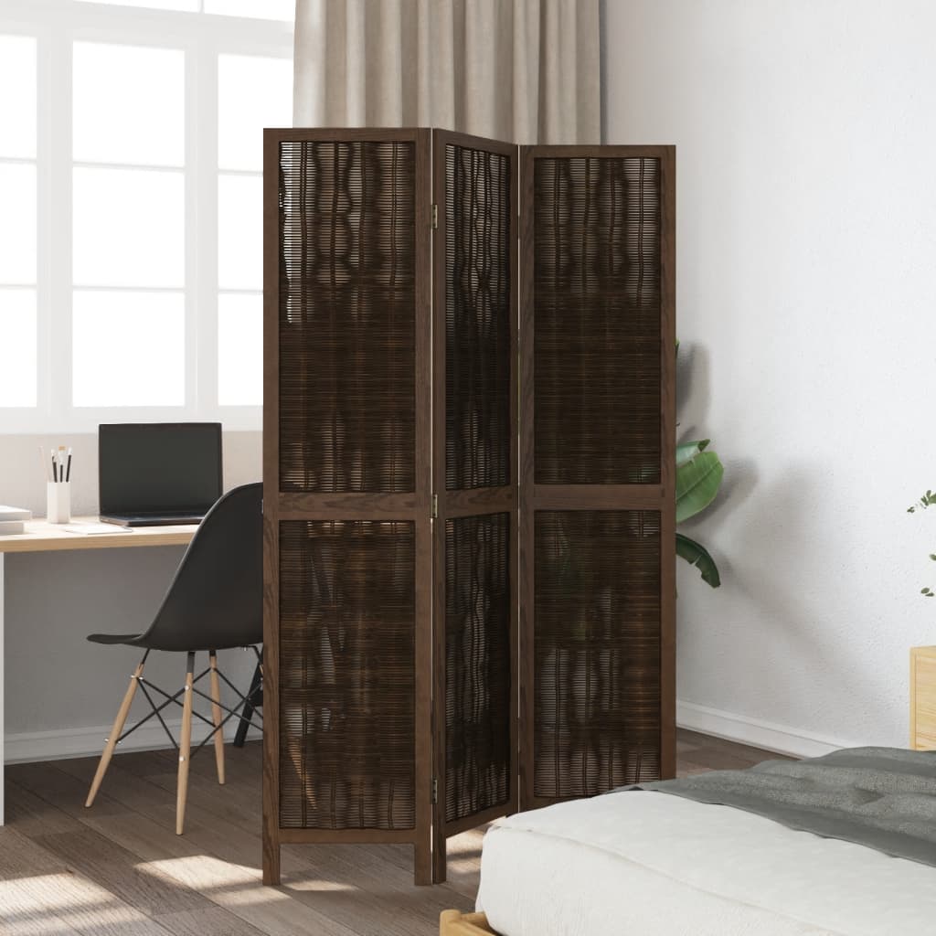 Kamerscherm met 3 panelen massief paulowniahout donkerbruin is nu te koop bij PeponiXL, paradijselijk wonen!