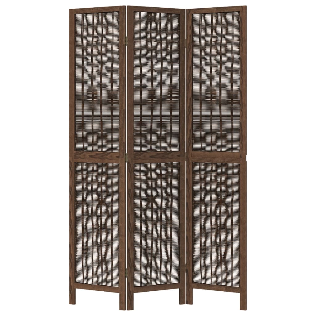 Kamerscherm met 3 panelen massief paulowniahout donkerbruin is nu te koop bij PeponiXL, paradijselijk wonen!