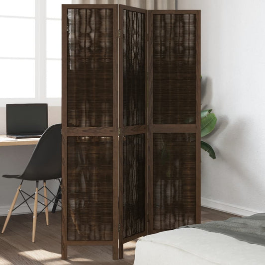 Kamerscherm met 3 panelen massief paulowniahout donkerbruin is nu te koop bij PeponiXL, paradijselijk wonen!