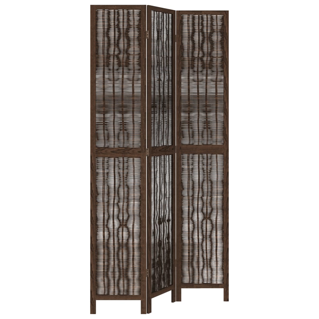 Kamerscherm met 3 panelen massief paulowniahout donkerbruin is nu te koop bij PeponiXL, paradijselijk wonen!