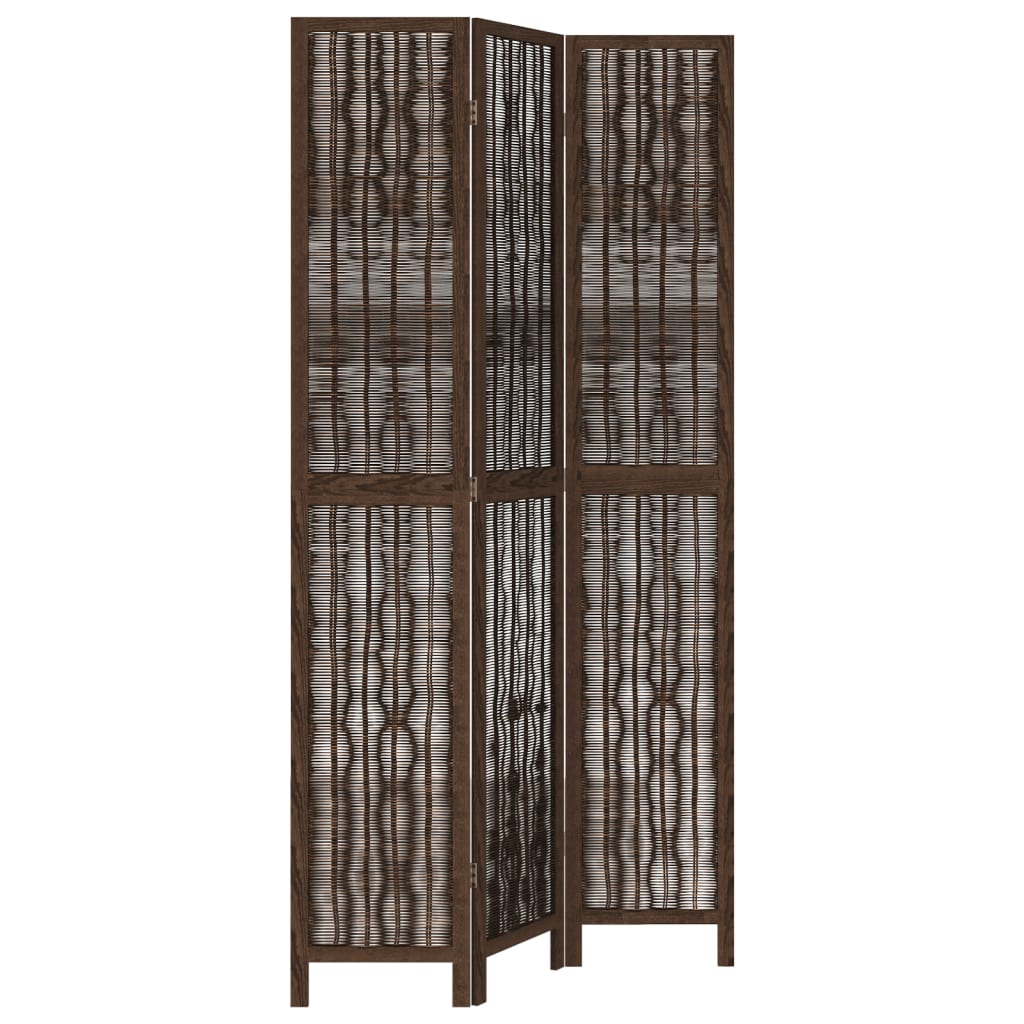 Kamerscherm met 3 panelen massief paulowniahout donkerbruin is nu te koop bij PeponiXL, paradijselijk wonen!