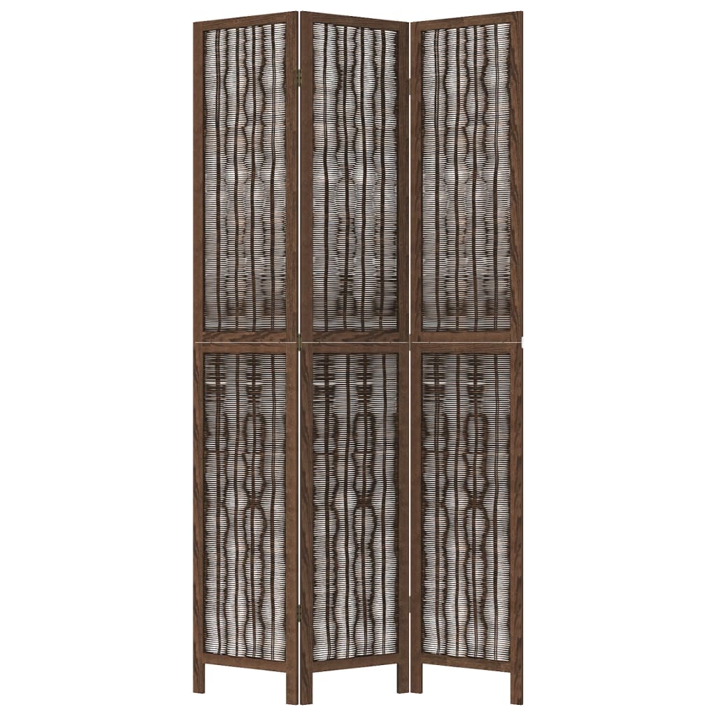 Kamerscherm met 3 panelen massief paulowniahout donkerbruin is nu te koop bij PeponiXL, paradijselijk wonen!