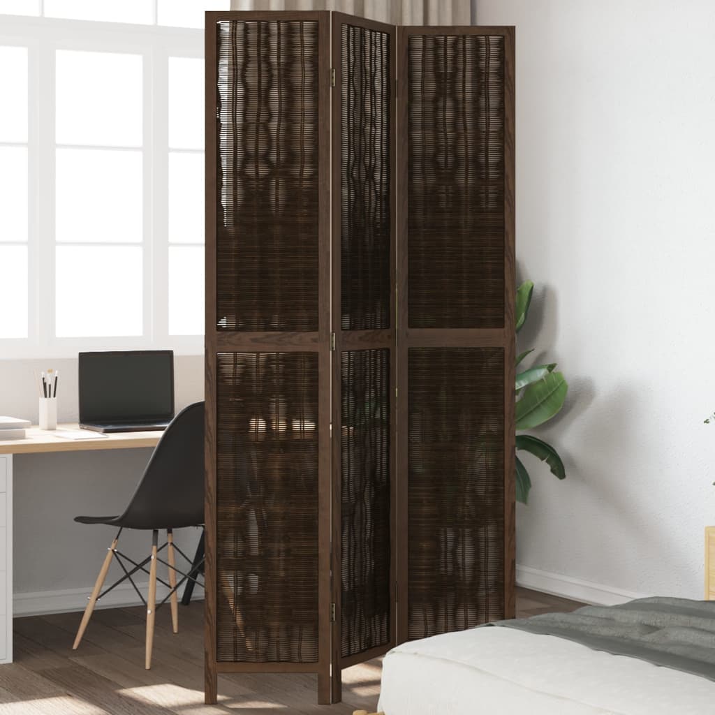 Kamerscherm met 3 panelen massief paulowniahout donkerbruin is nu te koop bij PeponiXL, paradijselijk wonen!