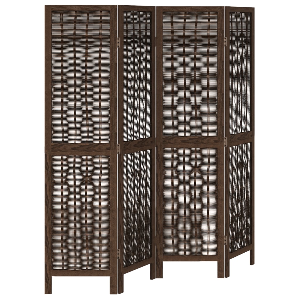 Kamerscherm met 4 panelen massief paulowniahout donkerbruin is nu te koop bij PeponiXL, paradijselijk wonen!