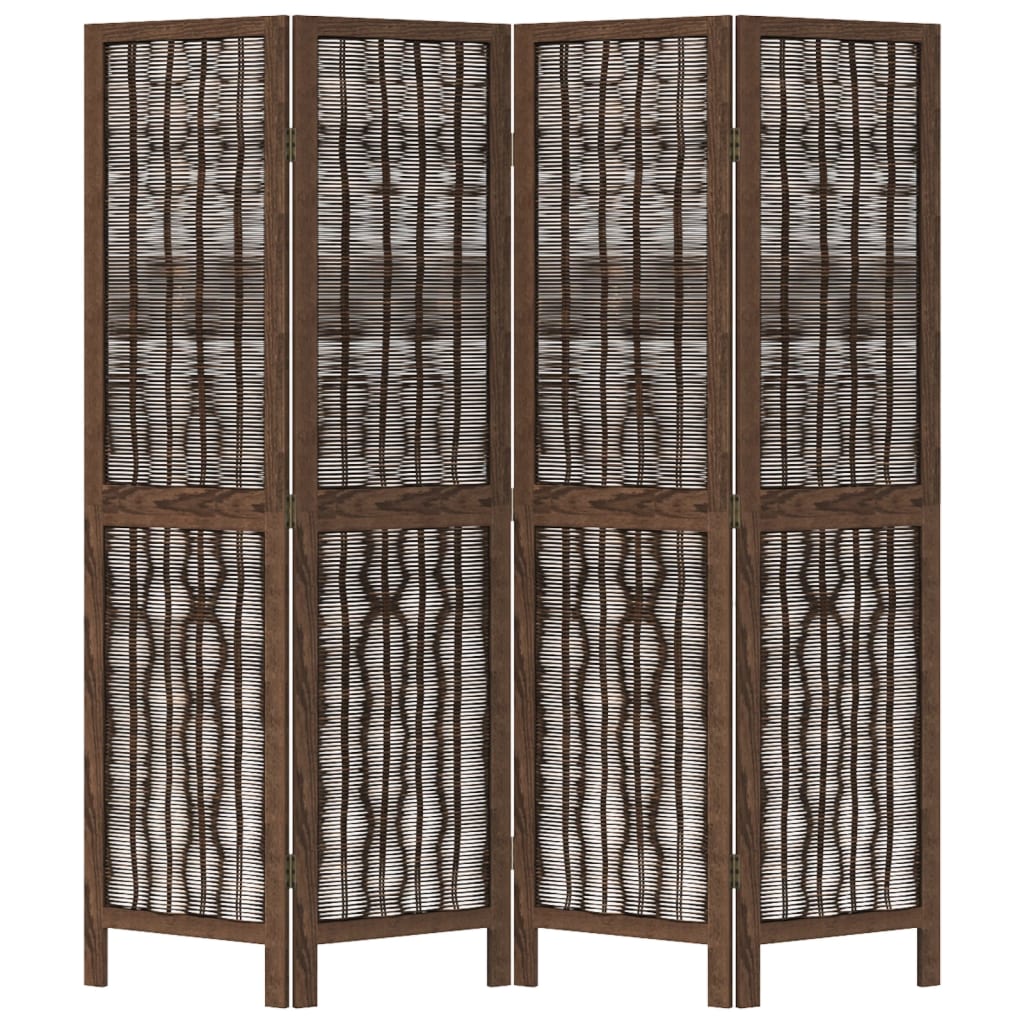 Kamerscherm met 4 panelen massief paulowniahout donkerbruin is nu te koop bij PeponiXL, paradijselijk wonen!