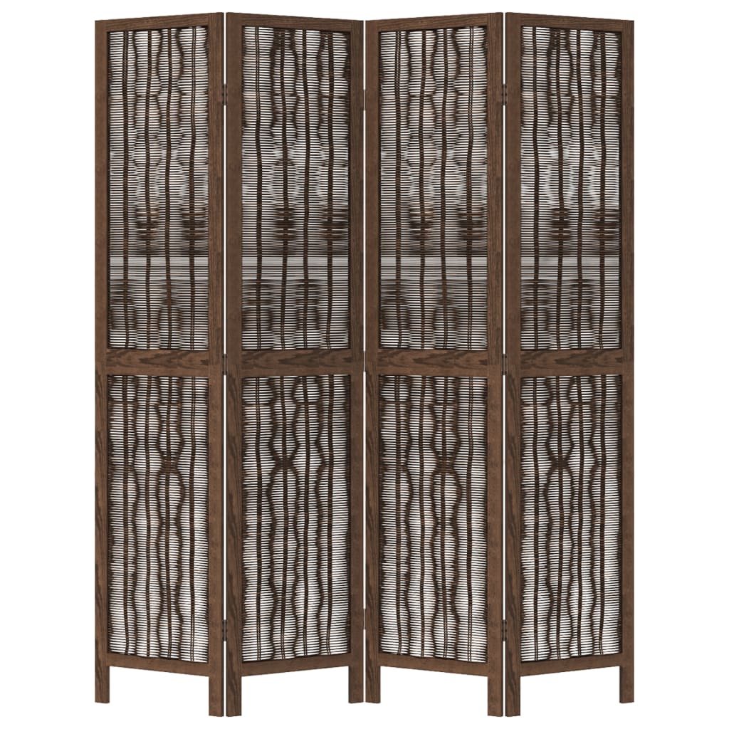 Kamerscherm met 4 panelen massief paulowniahout donkerbruin is nu te koop bij PeponiXL, paradijselijk wonen!