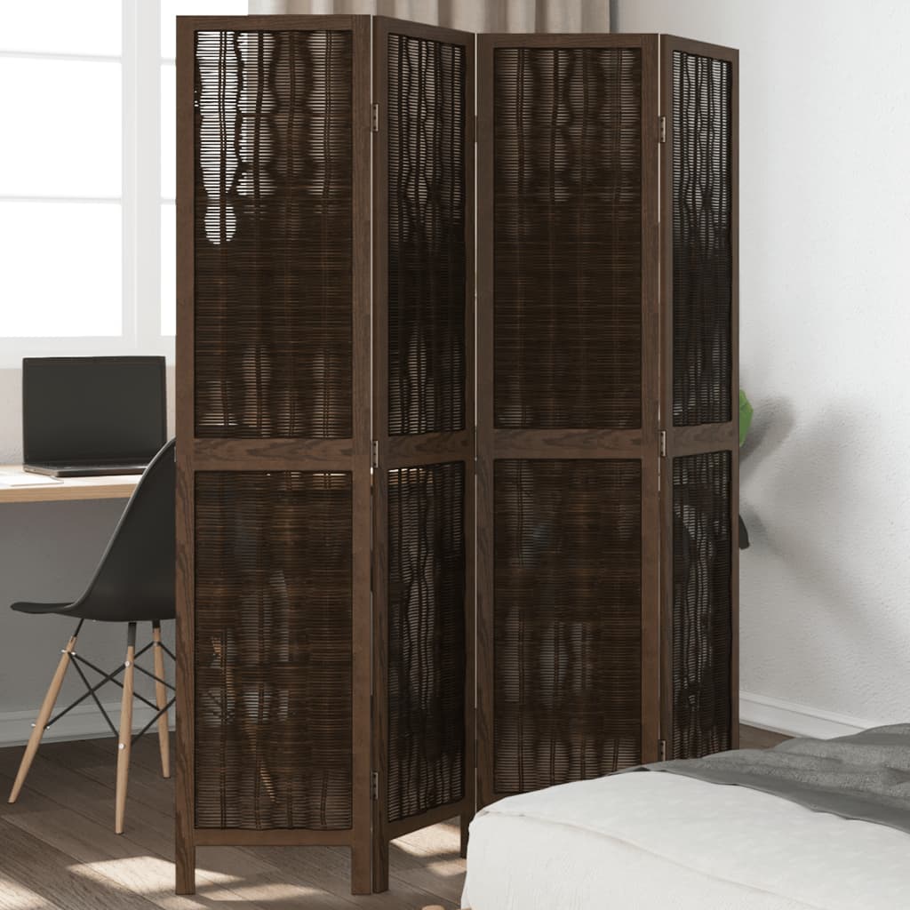 Kamerscherm met 4 panelen massief paulowniahout donkerbruin is nu te koop bij PeponiXL, paradijselijk wonen!