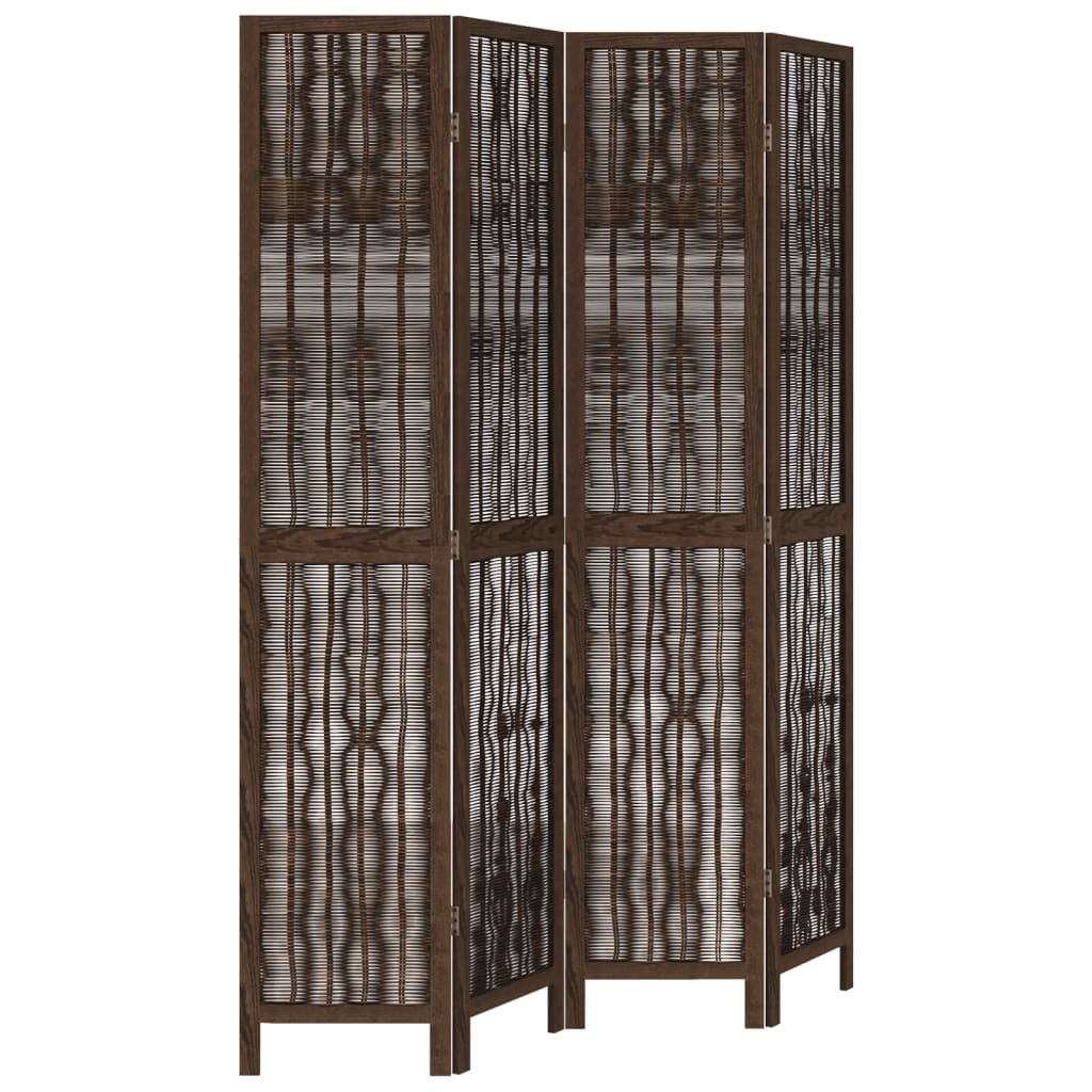 Kamerscherm met 4 panelen massief paulowniahout donkerbruin is nu te koop bij PeponiXL, paradijselijk wonen!