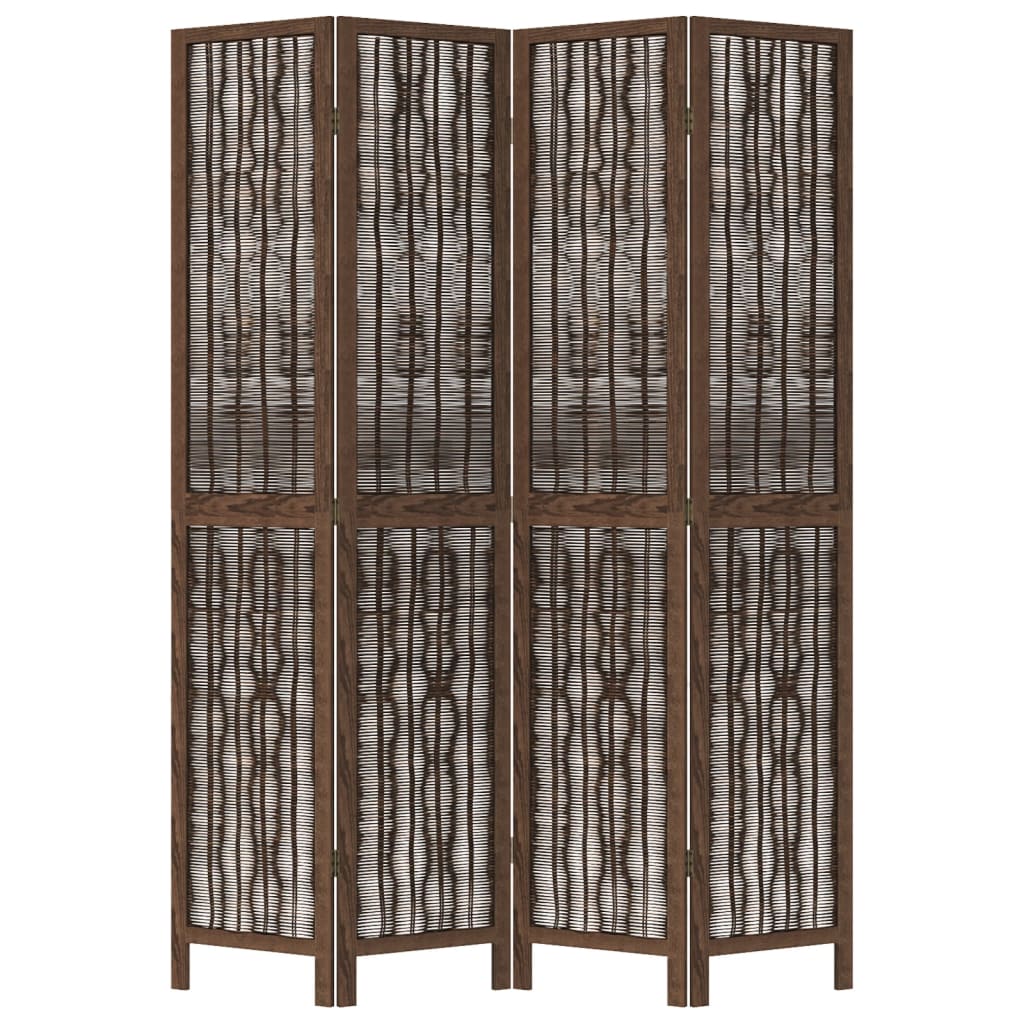 Kamerscherm met 4 panelen massief paulowniahout donkerbruin is nu te koop bij PeponiXL, paradijselijk wonen!