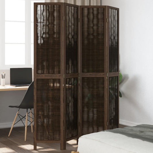 Kamerscherm met 4 panelen massief paulowniahout donkerbruin is nu te koop bij PeponiXL, paradijselijk wonen!