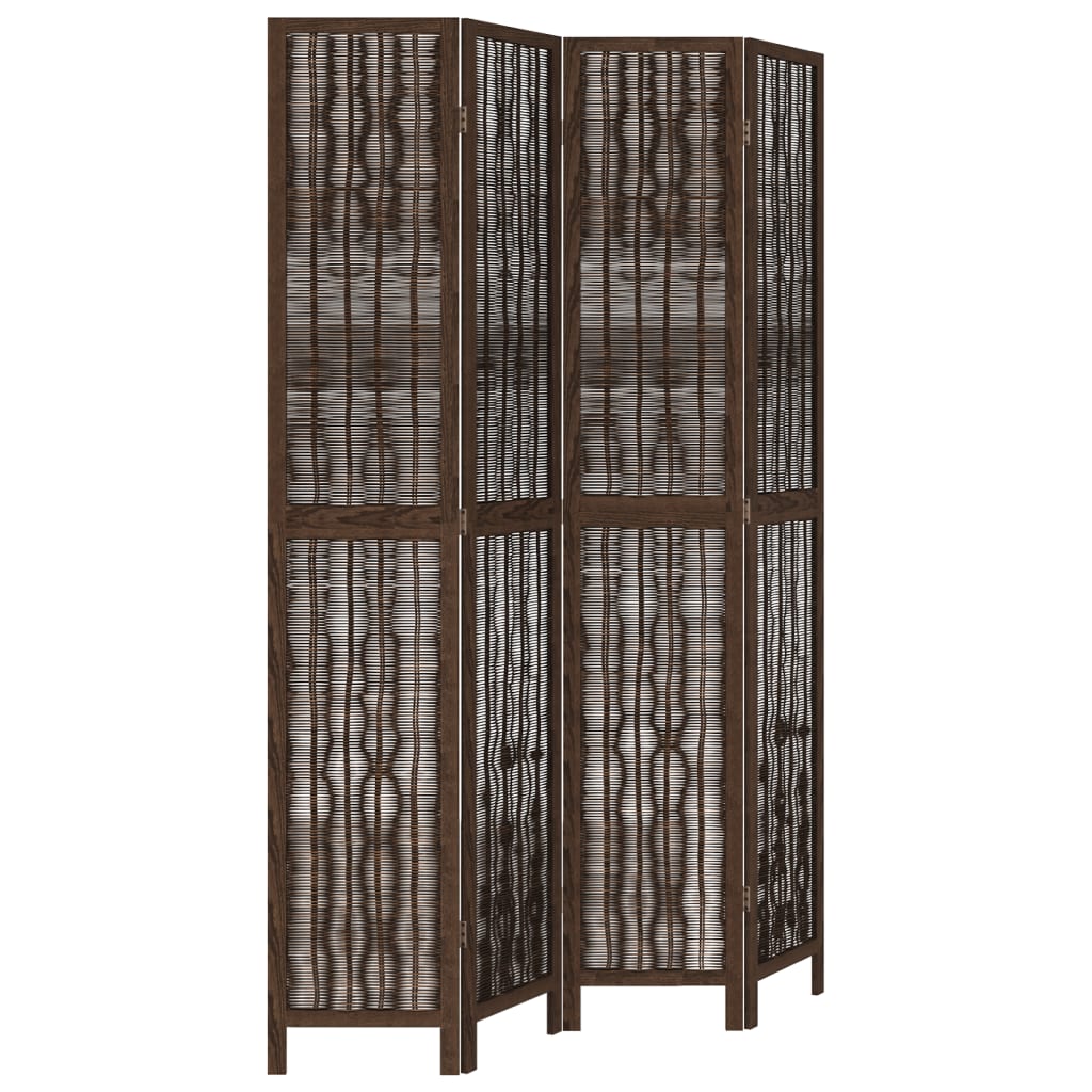 Kamerscherm met 4 panelen massief paulowniahout donkerbruin is nu te koop bij PeponiXL, paradijselijk wonen!