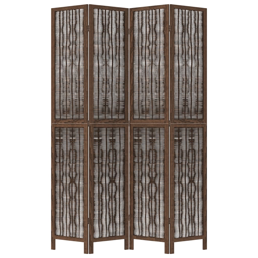 Kamerscherm met 4 panelen massief paulowniahout donkerbruin is nu te koop bij PeponiXL, paradijselijk wonen!