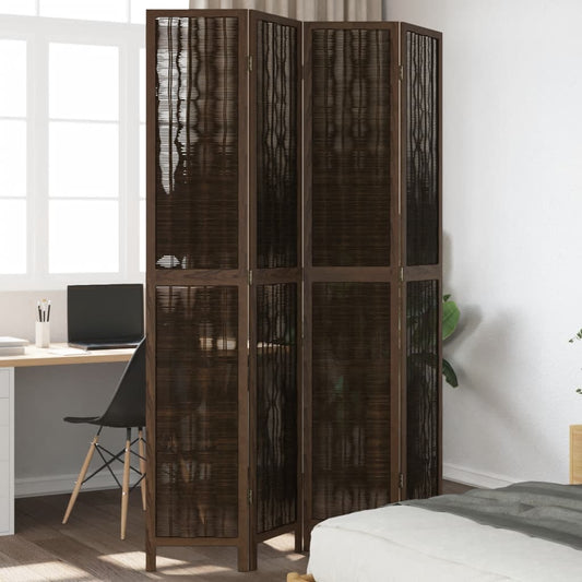 Kamerscherm met 4 panelen massief paulowniahout donkerbruin is nu te koop bij PeponiXL, paradijselijk wonen!