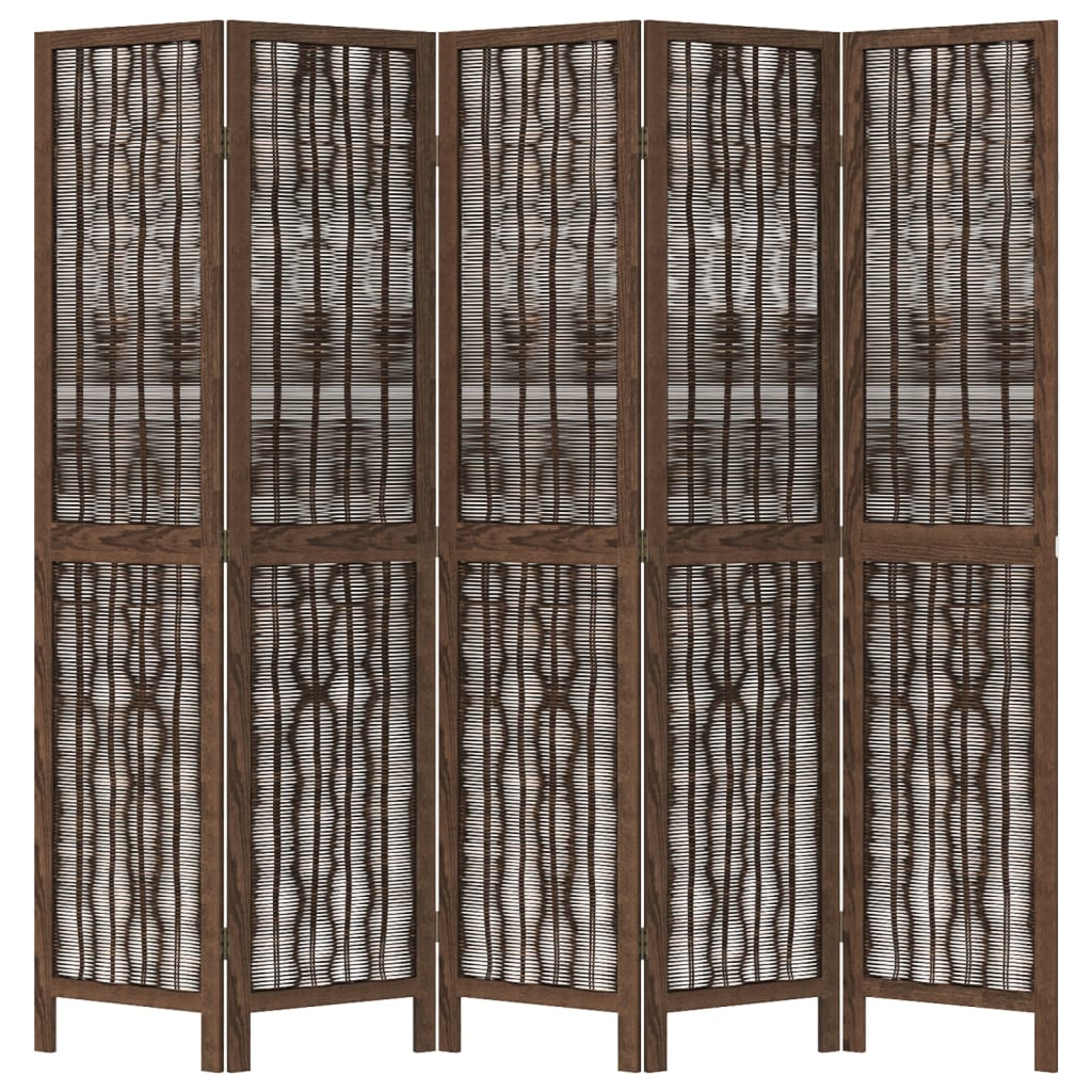 Kamerscherm met 5 panelen massief paulowniahout donkerbruin is nu te koop bij PeponiXL, paradijselijk wonen!