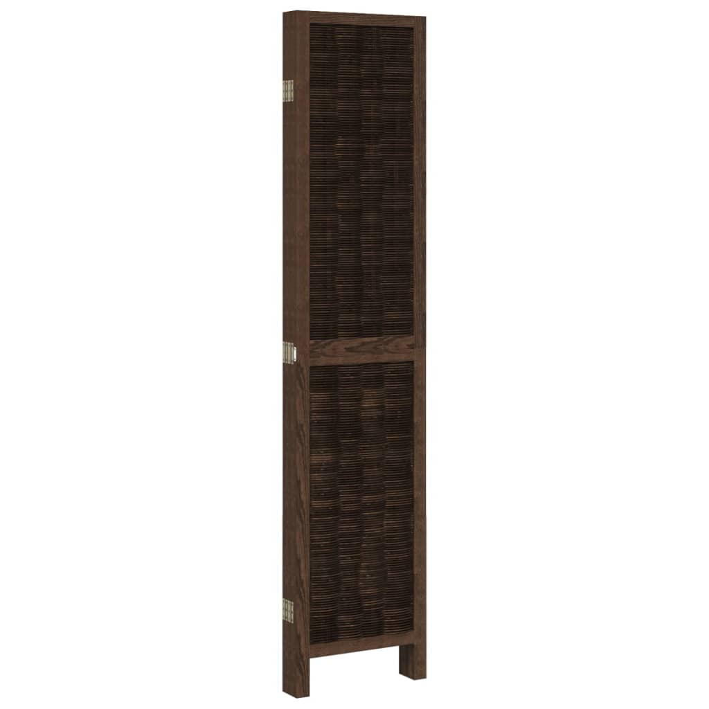 Kamerscherm met 5 panelen massief paulowniahout donkerbruin is nu te koop bij PeponiXL, paradijselijk wonen!