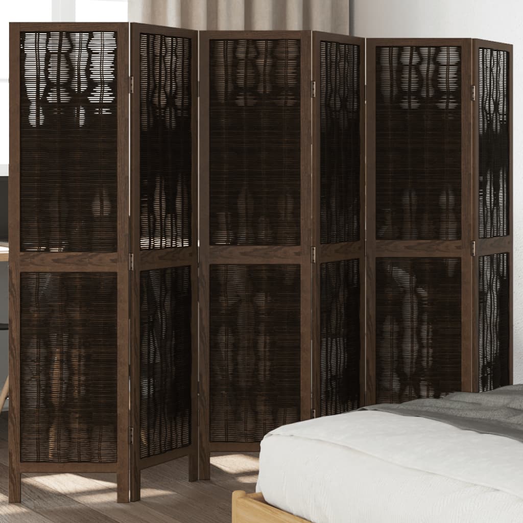 Kamerscherm met 6 panelen massief paulowniahout donkerbruin is nu te koop bij PeponiXL, paradijselijk wonen!